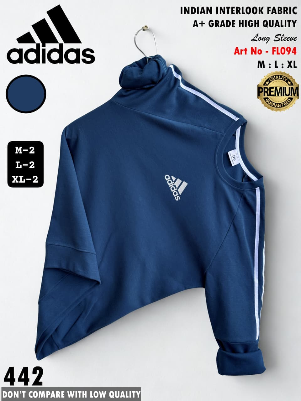 Adidas Premium Long Sleeve Crew Neck T-Shirt (Indian Interlook Fabric)